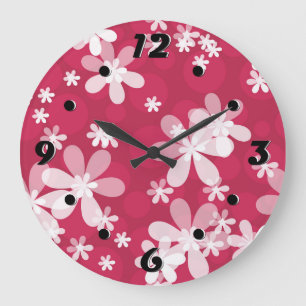 White daisies large clock
