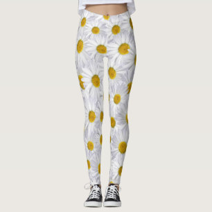white daisies leggings