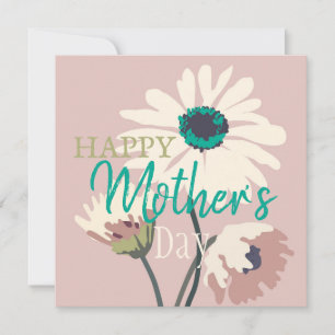 White Daisies Modern Floral Blooms Mothers Day Holiday Card