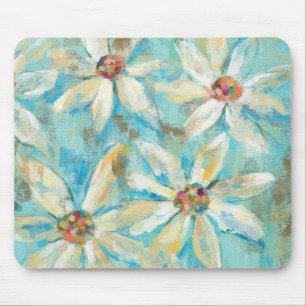 White Daisies on Blue Mouse Mat