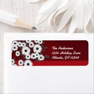 White Daisies on Burgundy Christmas Labels