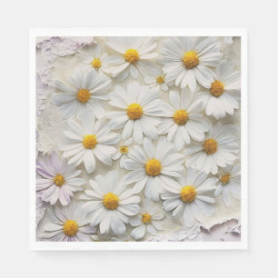 White Daisies On Distressed Texture Napkin