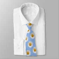 White Daisies on Light Blue Background