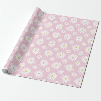 White Daisies On Pink Wrapping Paper