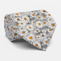 White Daisies on Silver Grey Floral Pattern