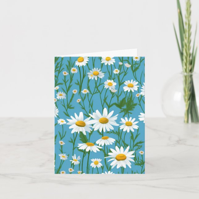 White Daisies On Turquoise Card (Front)