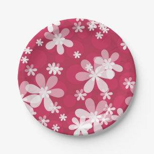 White daisies paper plate