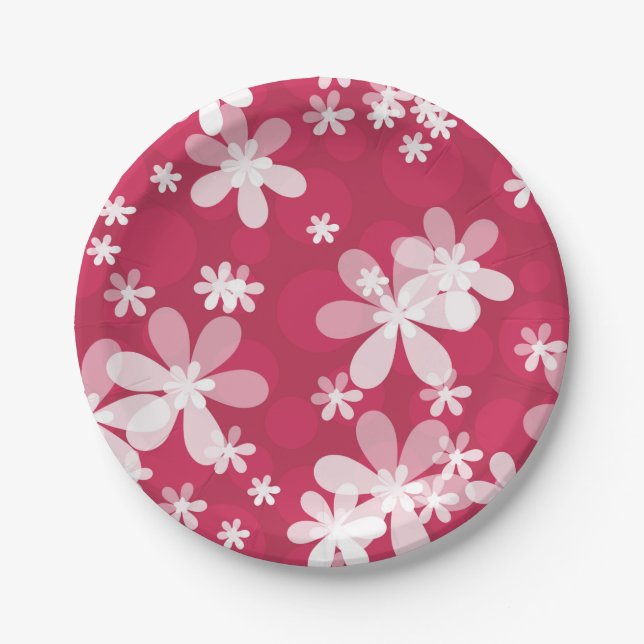 White daisies paper plate (Front)