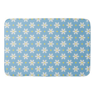 White Daisies Pattern Custom Background Bath Mat