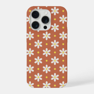 White Daisies Pattern Custom Background iPhone 15 Pro Case