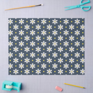 White Daisies Pattern Custom Background Tissue Paper