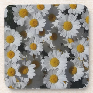 White Daisies Plastic Coaster