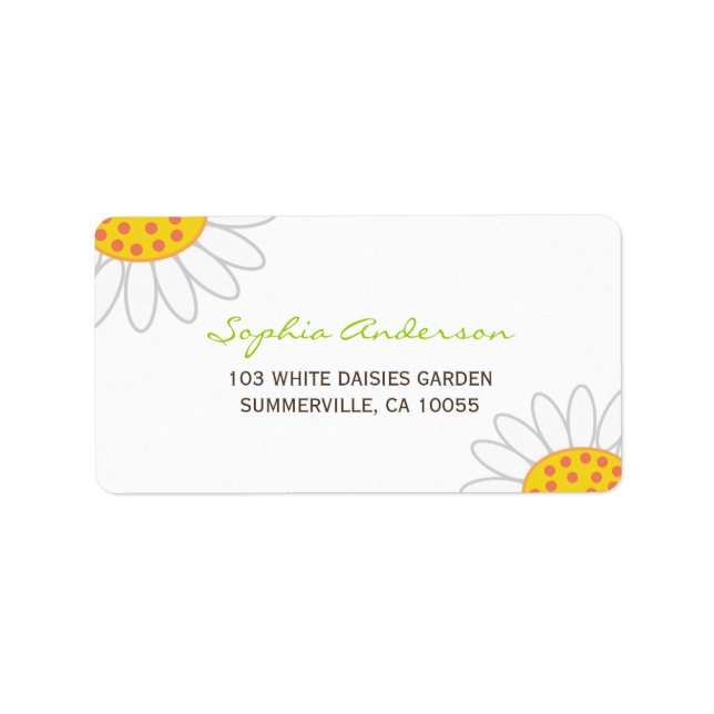 White Daisies Spring Flowers Garden Address Labels (Front)