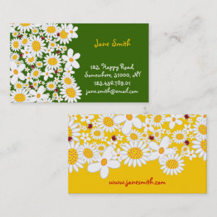 White Daisies Spring Flowers Ladybugs Profile Card