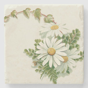 White Daisies Stone Coaster