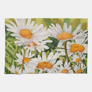 White Daisies Tea Towel