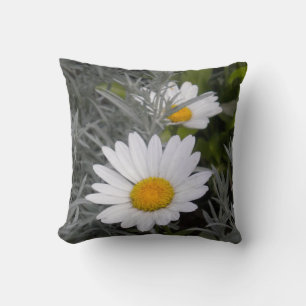 White Daisies (w/Gold) Throw Pillow 2 sided
