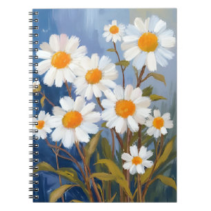 White Daisies Watercolor Flowers Painted Notebook
