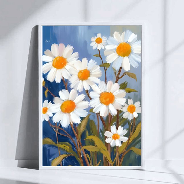 White Daisies Watercolor Flowers Painted Poster (Creator Uploaded)