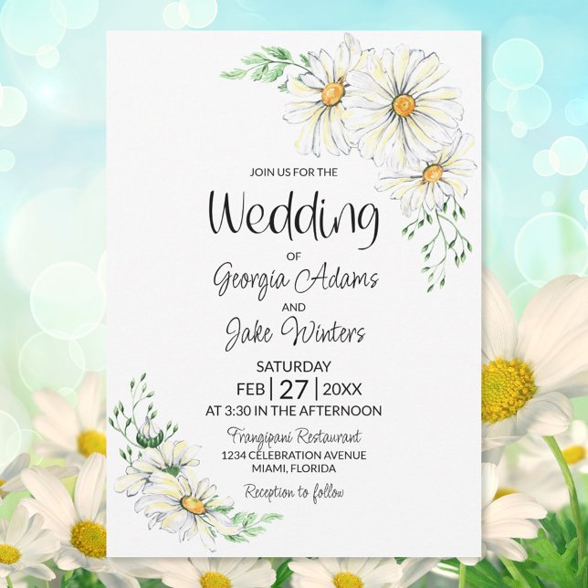 White Daisies Wedding Invitation (Creator Uploaded)