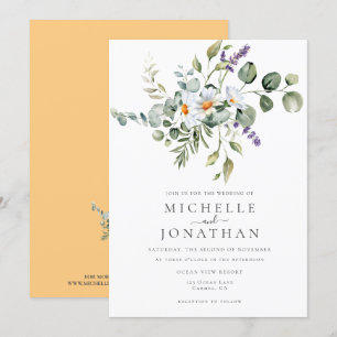 White Daisies Wedding  Invitation