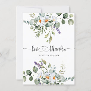 White Daisies Wedding Thank You Card