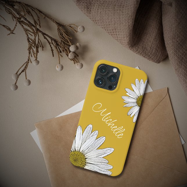 White Daisies Whimsical Boho Gold Case-Mate iPhone Case (Creator Uploaded)
