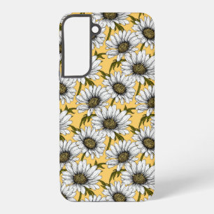 White daisies, wild flowers on yellow samsung galaxy case