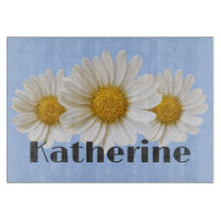 White Daisies with Custom Name Blue