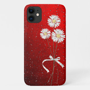 white daisies with raindrops iPhone 11 case