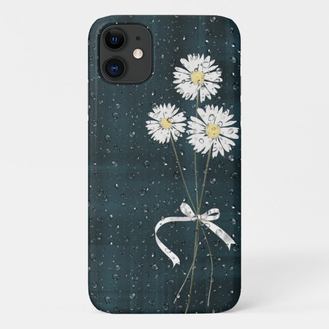 white daisies with raindrops on plaid Case-Mate iPhone case (Back)