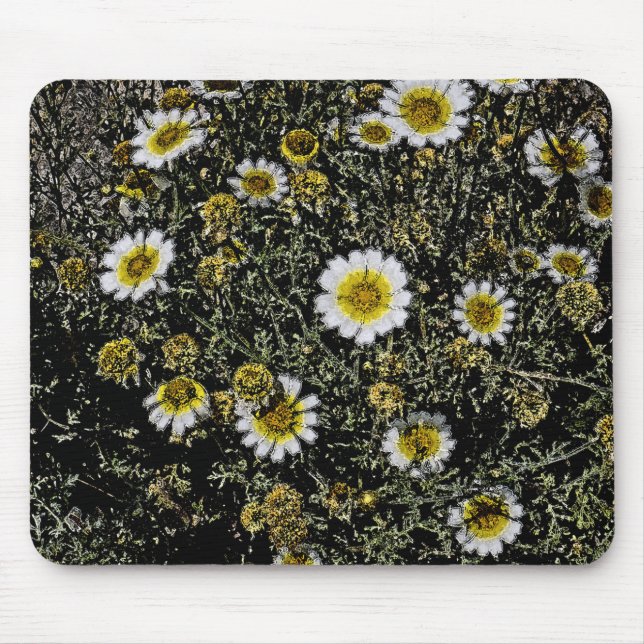 WHITE DAISIES, YELLOW CENTER/DIGITAL EFFECTS/PHOTO MOUSE MAT (Front)