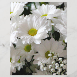 White Daisy and Baby Breath Scrapbook Paper