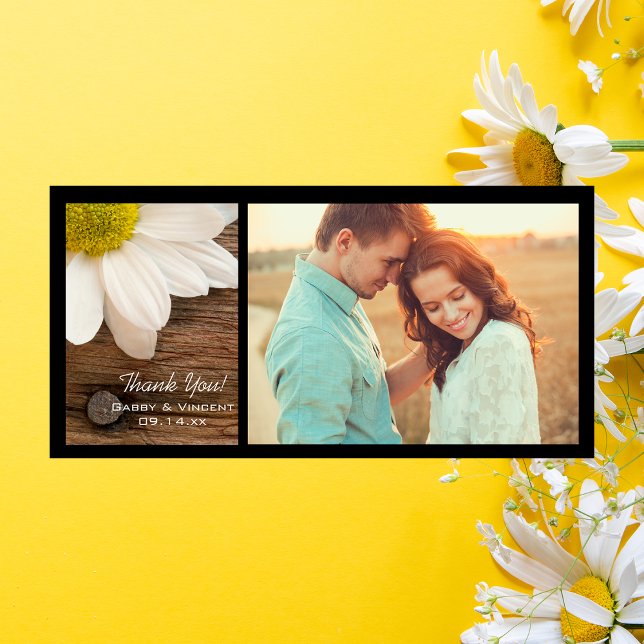 White Daisy and Barn Wood Country Thank You Card (Creator Uploaded)