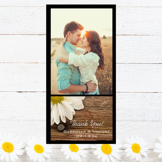 White Daisy and Barn Wood Country Thank You Card (Creator Uploaded)