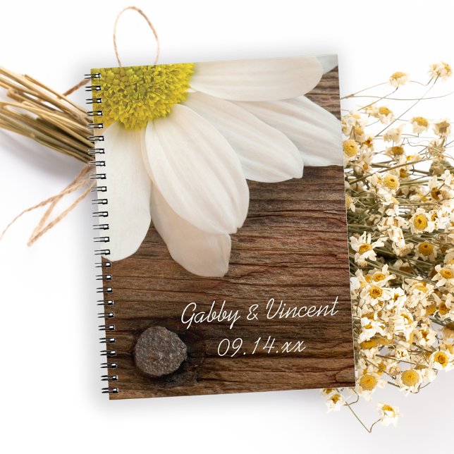 White Daisy and Barn Wood Country Wedding Notebook (Creator Uploaded)