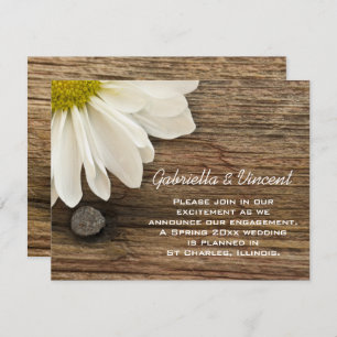 White Daisy and Barn Wood Engagement Announcement