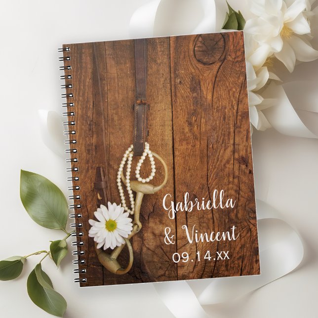 White Daisy and Horse Bit Country Western Wedding Notebook (Creator Uploaded)
