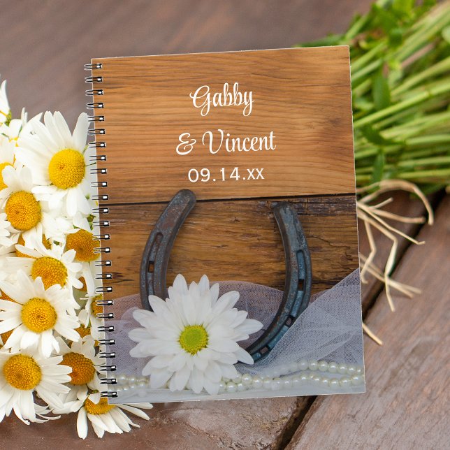 White Daisy and Horseshoe Country Western Wedding Notebook (Creator Uploaded)