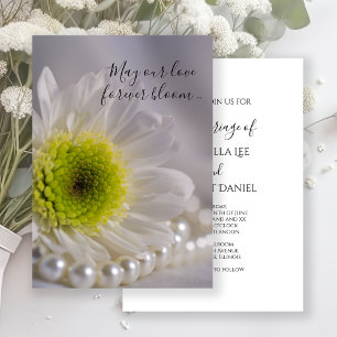 White Daisy and Pearls Wedding Invitation