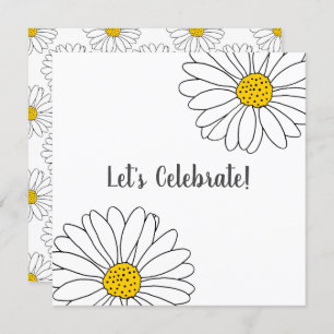 White Daisy and White Daisy Pattern Invitation