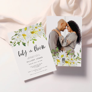 White Daisy   Baby in bloom floral baby shower Invitation