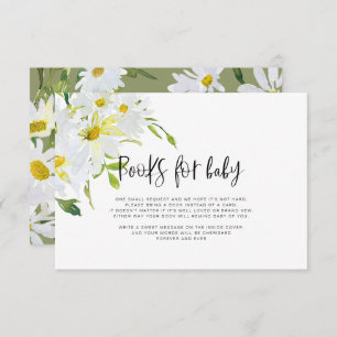 White daisy Baby Shower Books for Baby Card