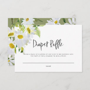White daisy Baby Shower Diaper Raffle Card