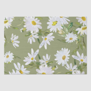 White Daisy Baby Shower Pastel green garden Tissue Paper