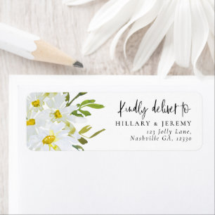 White Daisy Baby Shower Return Address