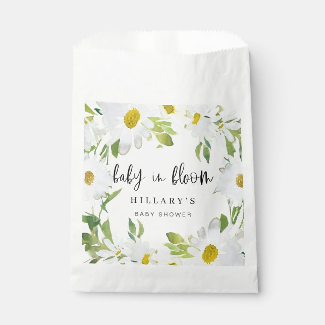 White Daisy | Baby Shower Summer floral bloom Favour Bags (Front)