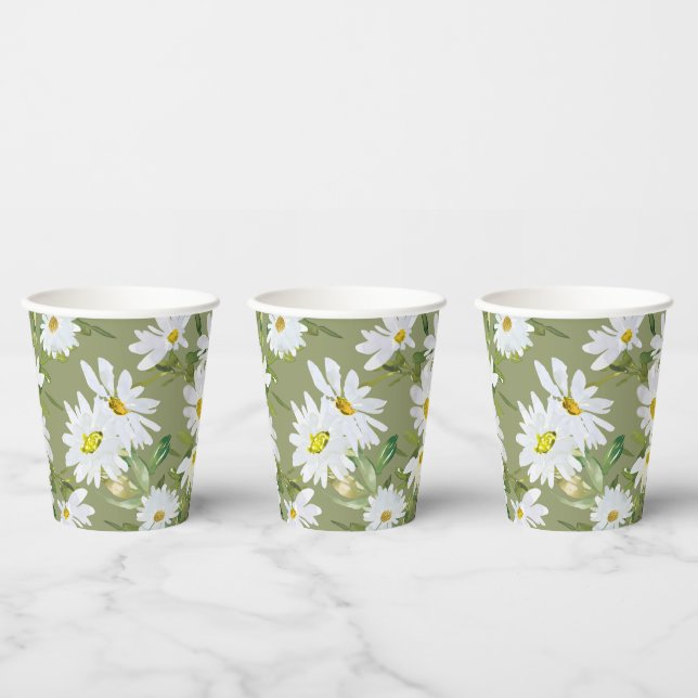 White Daisy | Baby Shower Summer floral bloom Paper Cups (Multi)