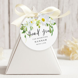 White Daisy Baby Shower Thank You Favour Gift Tags
