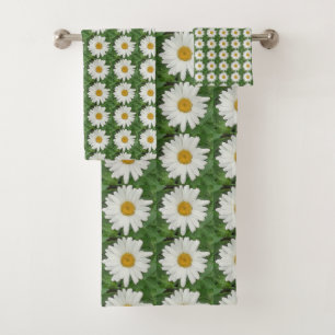 White Daisy Bath Towel Set